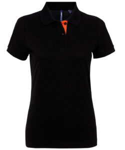 Women's contrast polo Black/Orange