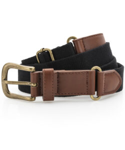 Faux leather and canvas belt Black