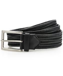 Leather braid belt Black
