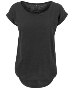 Women's long slub tee Black