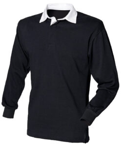 Long sleeve plain rugby shirt Black/White