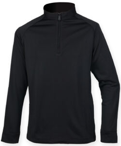¼ zip top with wicking finish Black