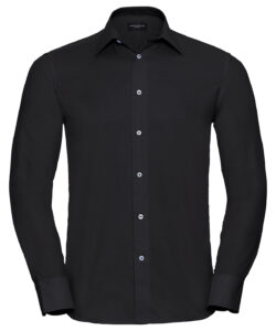 Long sleeve easycare tailored Oxford shirt Black