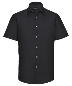 Short sleeve easycare tailored Oxford shirt Black