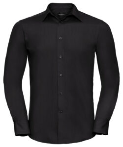 Long sleeve polycotton easycare fitted poplin shirt Black