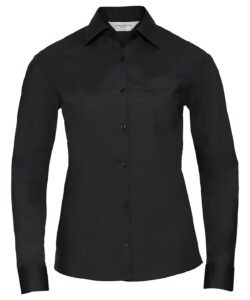 Women's long sleeve polycotton easycare poplin shirt Black