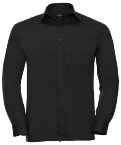 Long sleeve polycotton easycare poplin shirt Black