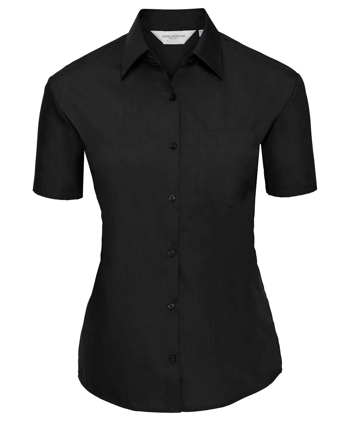 Women's short sleeve polycotton easycare poplin shirt Black