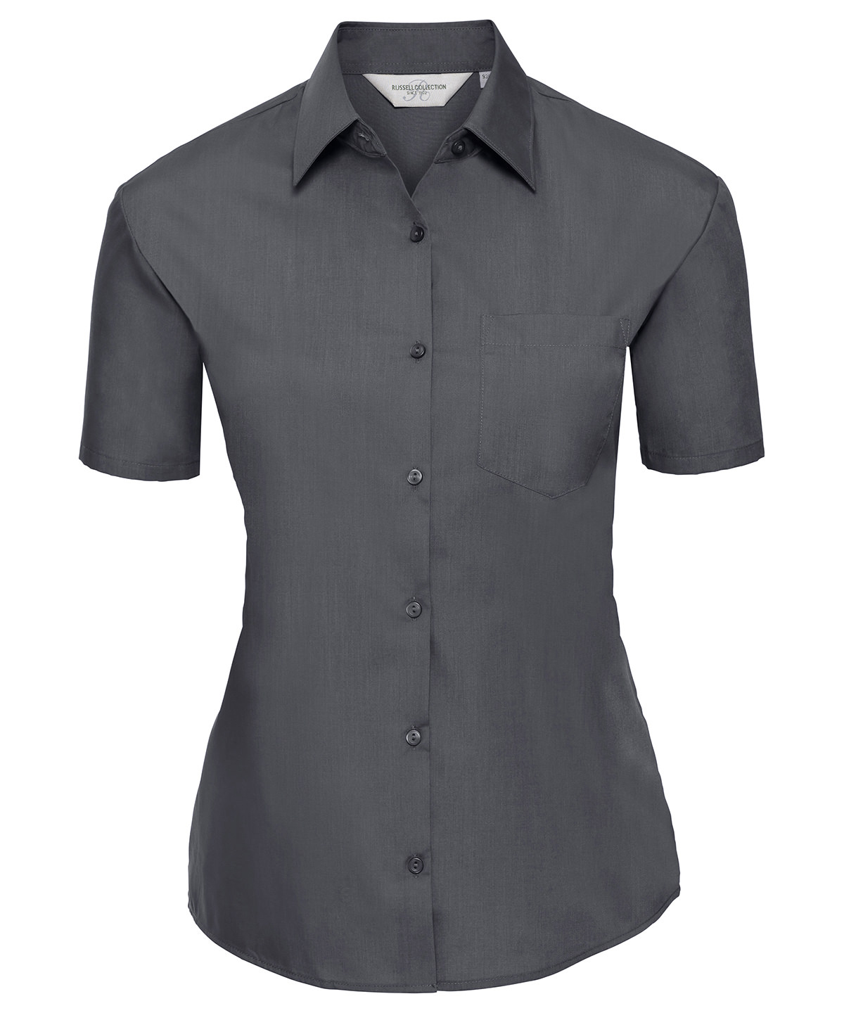 Women's short sleeve polycotton easycare poplin shirt Convoy Grey
