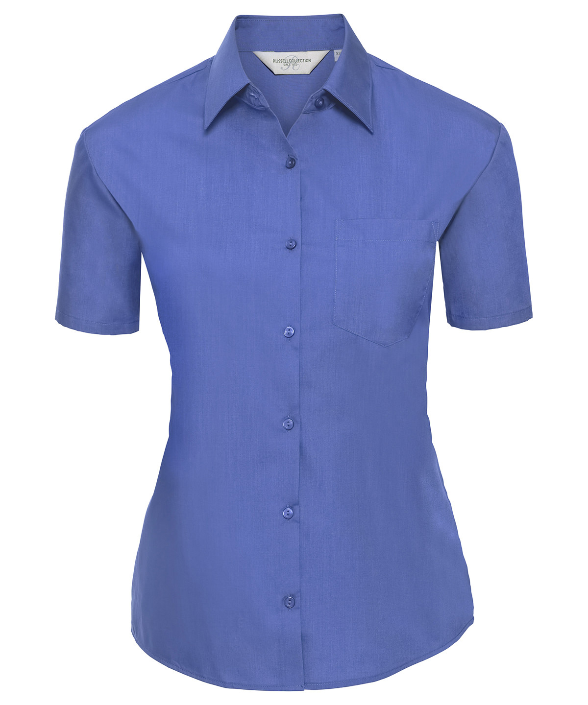 Women's short sleeve polycotton easycare poplin shirt Corporate Blue