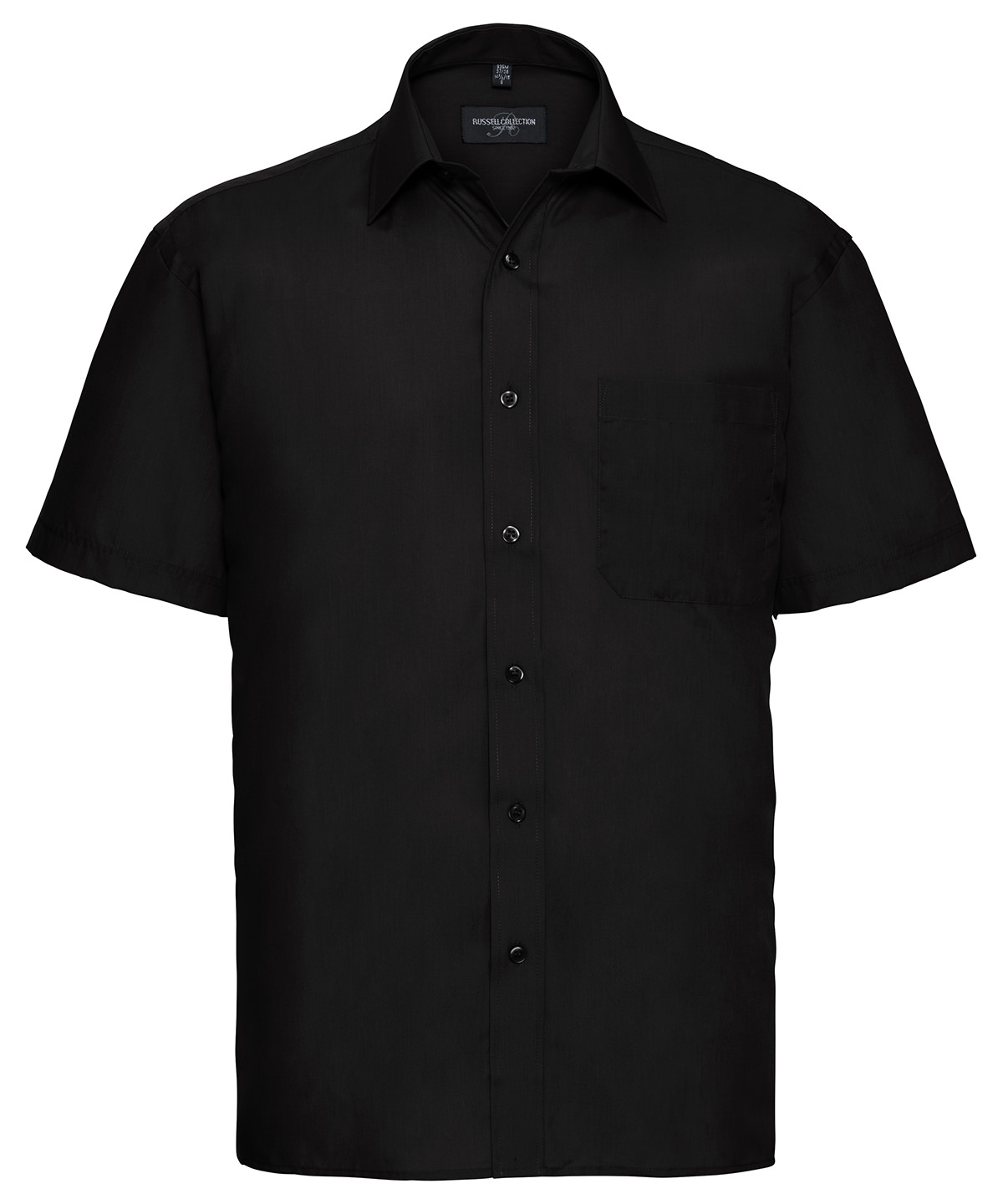 Short sleeve polycotton easycare poplin shirt Black