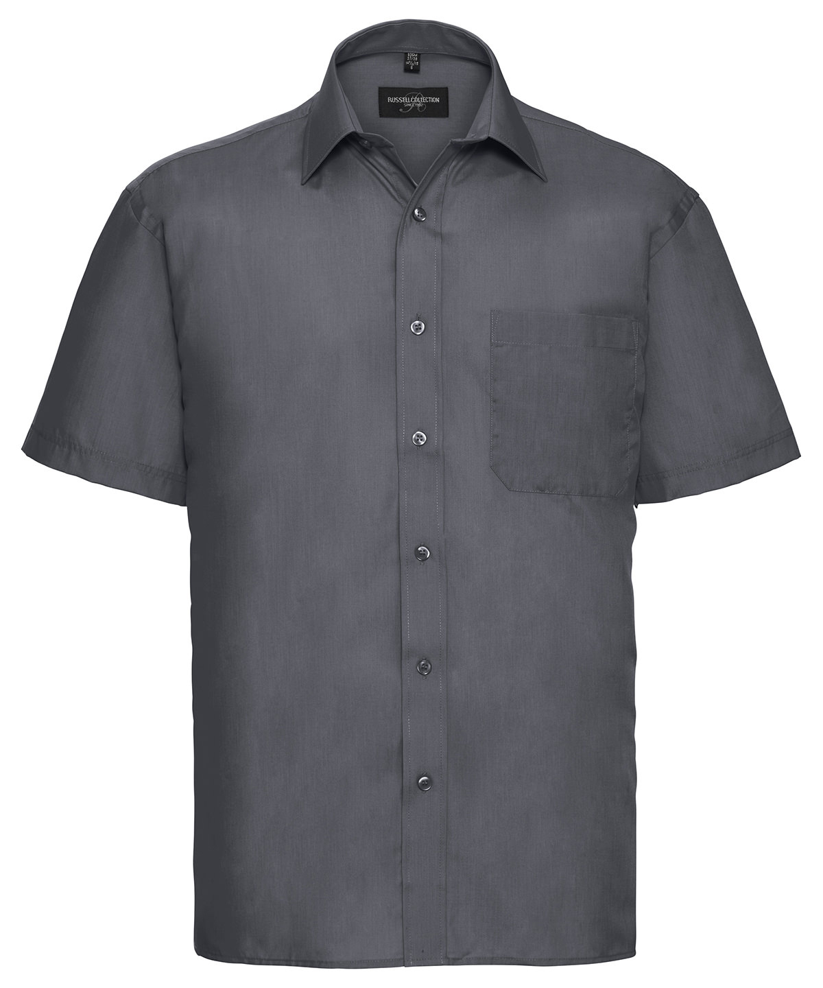 Short sleeve polycotton easycare poplin shirt Convoy Grey