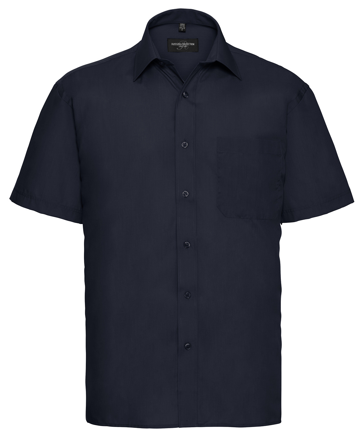 Short sleeve polycotton easycare poplin shirt French Navy