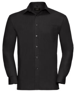 Long sleeve pure cotton easycare poplin shirt Black