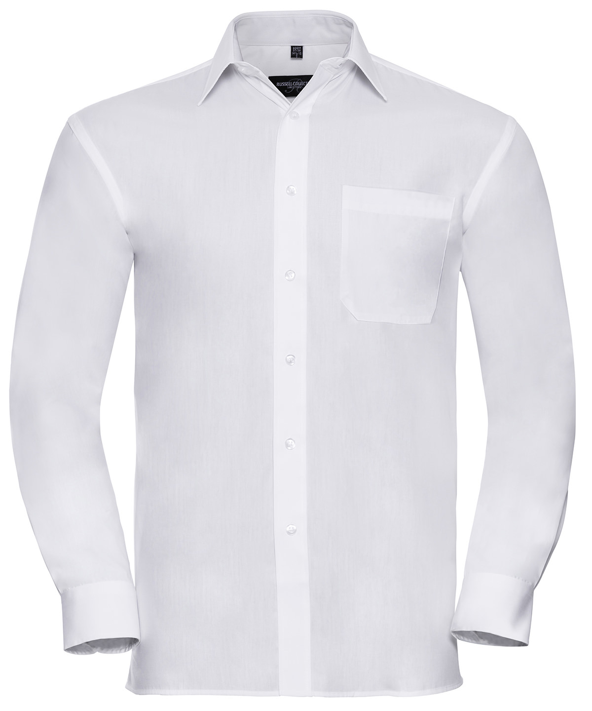 Long sleeve pure cotton easycare poplin shirt White