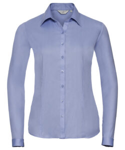 Women's long sleeve herringbone shirt Light Blue