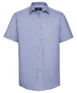 Short sleeve herringbone shirt Light Blue