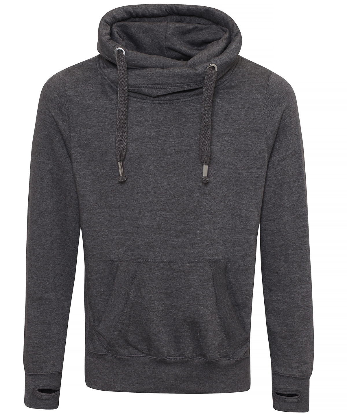 Cross neck hoodie Charcoal