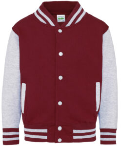 Kids varsity jacket Burgundy/Heather Grey