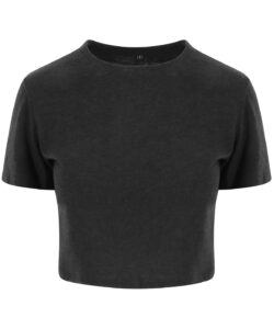 Women's triblend cropped T Heather Black