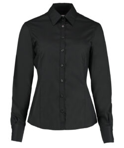 Business blouse long-sleeved (tailored fit) Black
