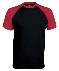 Baseball Short-sleeved two-tone T-shirt Black/Red