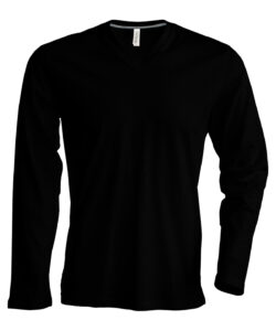 Men's long-sleeved V-neck T-shirt Black