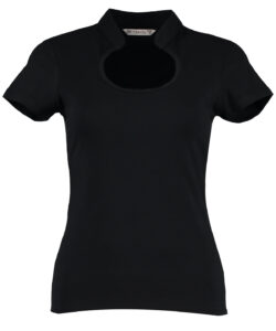 Women's corporate top keyhole neck (regular fit) Black