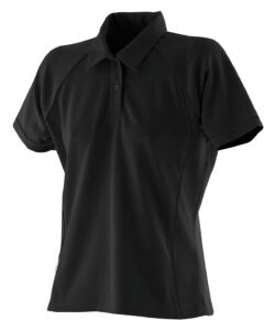 Women's piped performance polo Black/Black