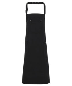 Chino cotton bib apron Black