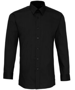 Poplin fitted long sleeve shirt Black