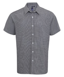 Microcheck (Gingham) short sleeve cotton shirt Black/White