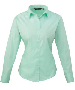 Women's poplin long sleeve blouse Aqua