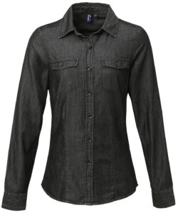 Women's jeans stitch denim shirt Black Denim