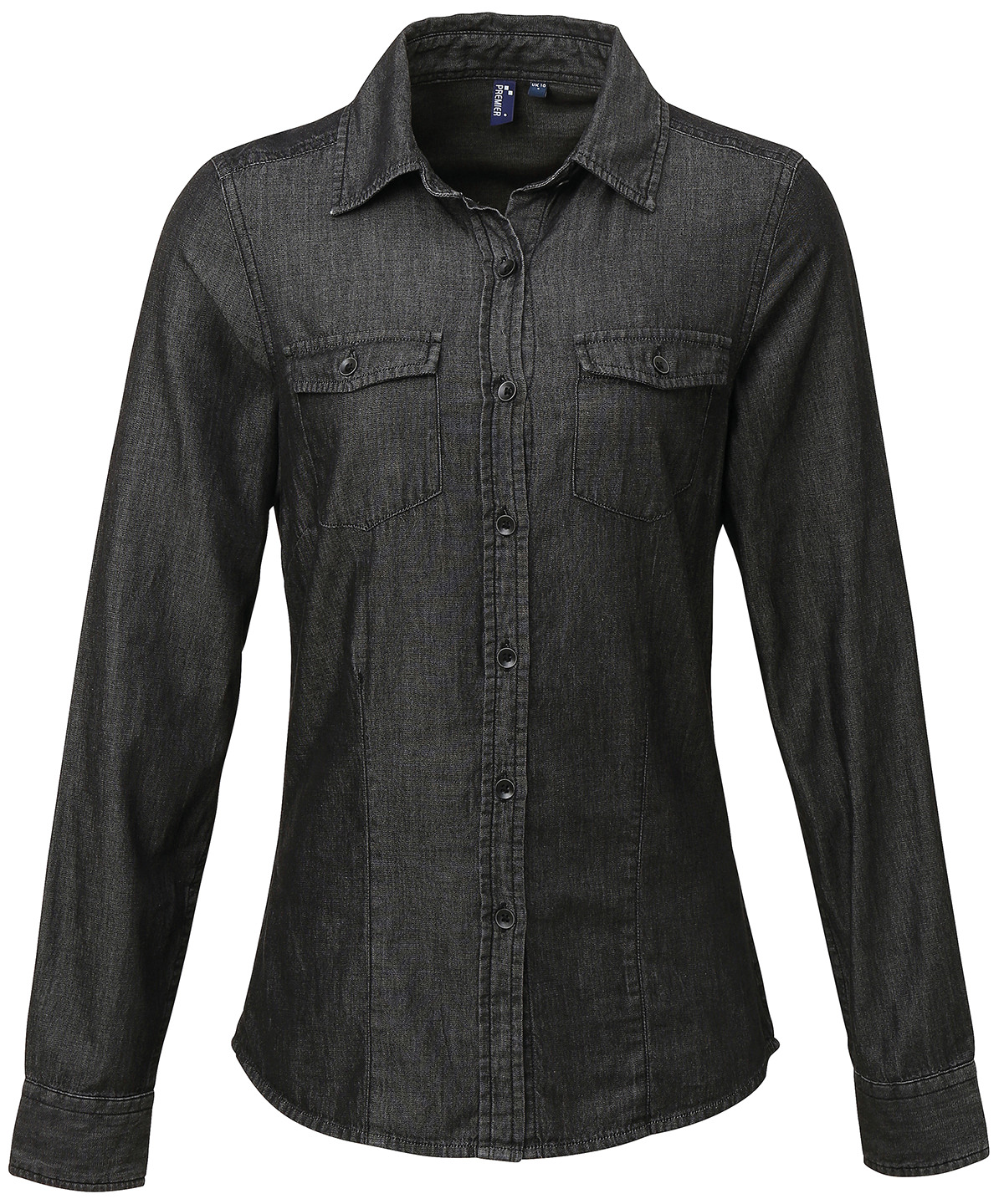 Women's jeans stitch denim shirt Black Denim