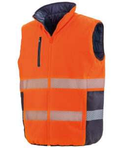 Reversible soft padded gilet Fluorescent Orange/Navy