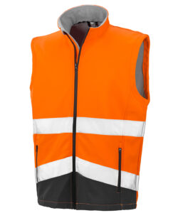 Printable safety softshell gilet Fluorescent Orange/Black