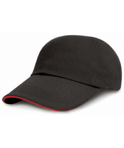 Low-profile heavy brushed cotton cap with sandwich peak Black/Red