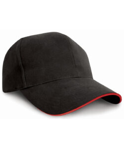 Pro-style heavy cotton cap with sandwich peak Black/Red