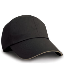 Herringbone cap with sandwich peak Black/Tan
