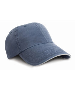 Washed fine line cotton cap with sandwich peak Navy/Putty