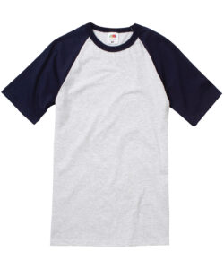 Short sleeve baseball T Heather Grey/Deep Navy