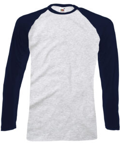 Long sleeve baseball T Heather Grey/Deep Navy
