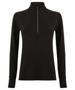 Women's long-sleeved ¼ zip top Black