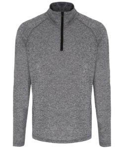 Men's TriDri® long sleeve performance ¼ zip top  Black Melange/Black