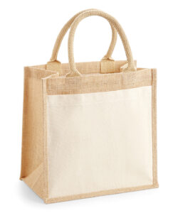 Cotton pocket jute midi tote Natural