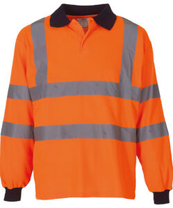 Hi-vis long sleeve polo (HVJ310) Orange