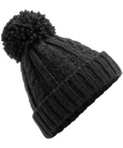 Cable knit melange beanie Black