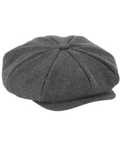 Heritage baker boy cap Charcoal Herringbone