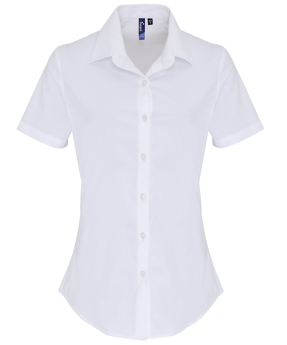 Women's stretch fit cotton poplin short sleeve blouse White